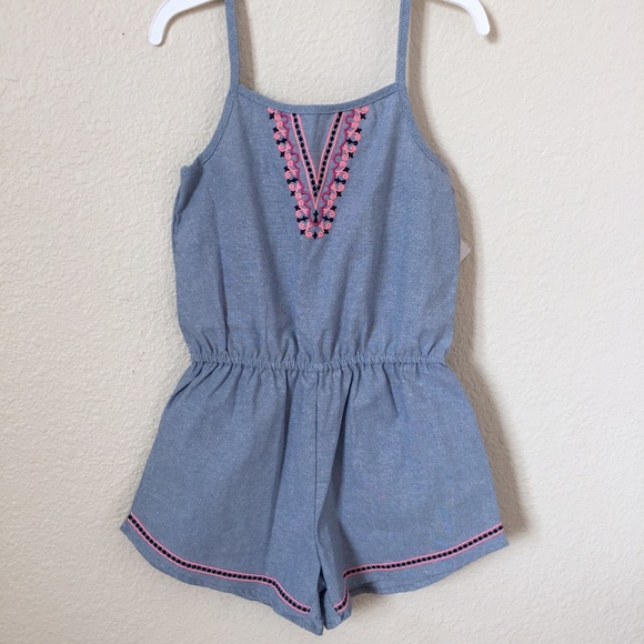 Blueberi Girls Chambray Boho Romper - Picture 7 of 7